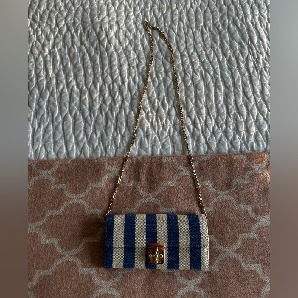 Striped Blue and White Crossbody Bag
